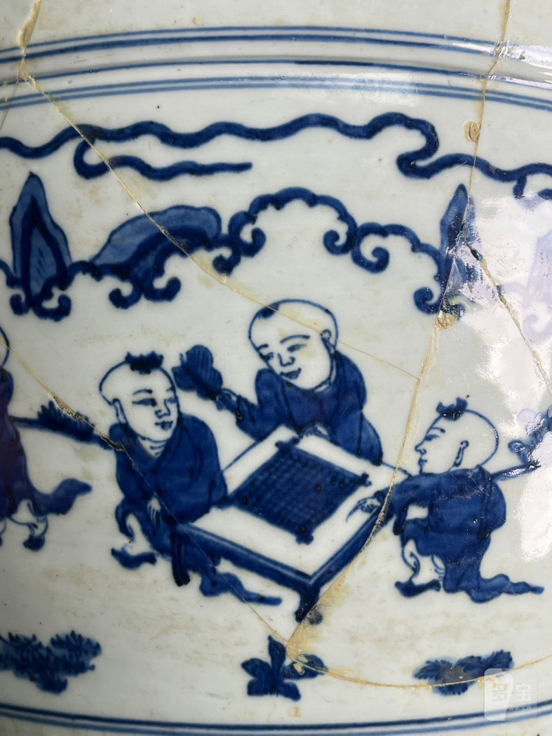 明嘉靖  青花 " 十六子闹春 " 图大缸 - 图21